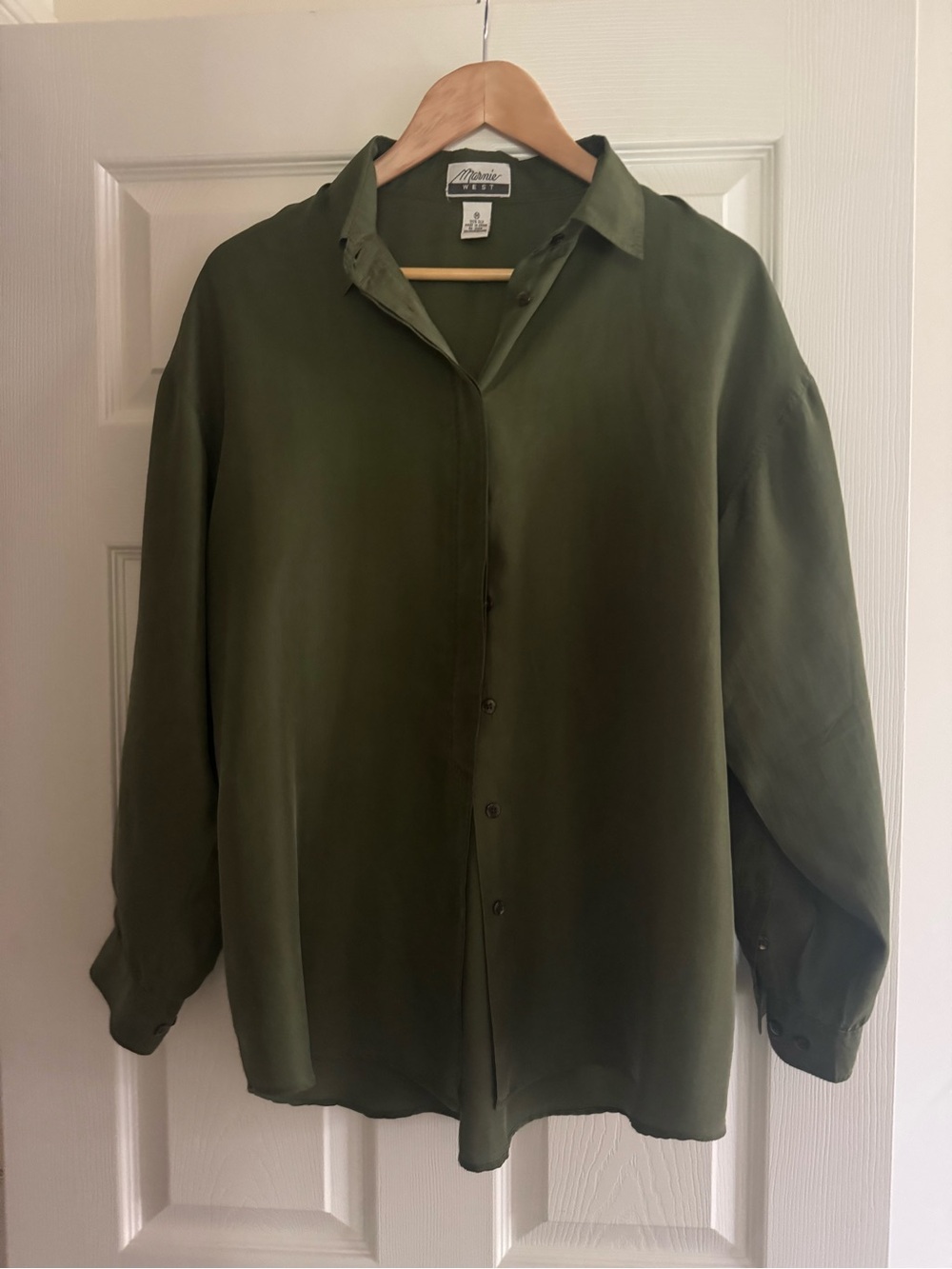 Vintage Marnie West, Silk Olive Green Women’s Blouse